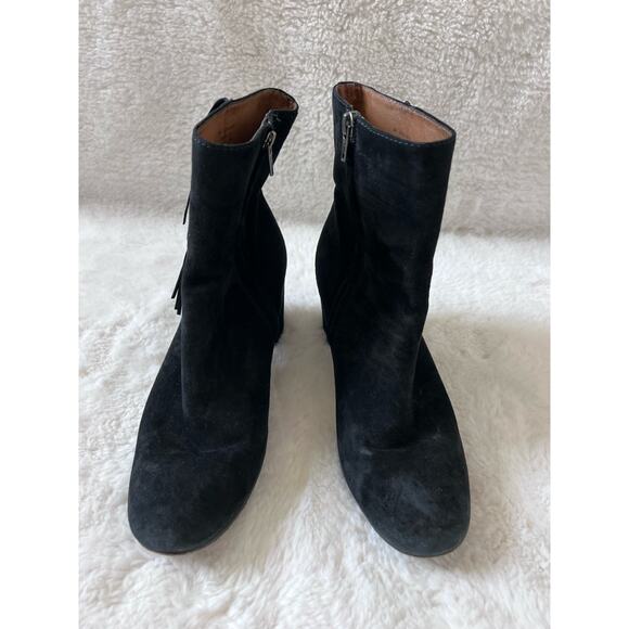 Frye Black Suede Fringe Block Heel Boots Size 9M - Picture 11 of 12